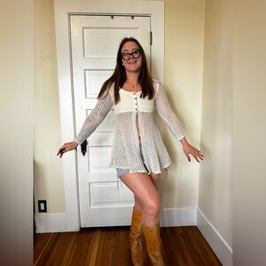 Y2K Vintage Boho Crochet Top Sz Sm